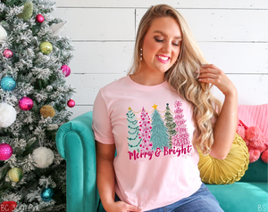 Merry And Bright Pinkish Lettering #BS7358