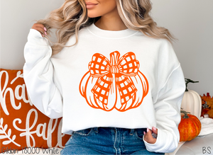 Orange Plaid Bow Pumpkin #BS7230