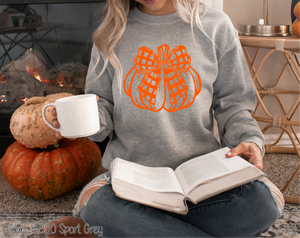 Orange Plaid Bow Pumpkin #BS7230