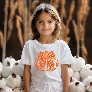 Orange Plaid Bow Pumpkin #BS7230