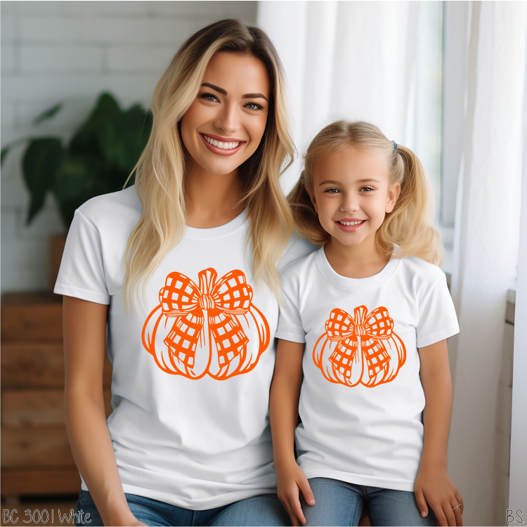 Orange Plaid Bow Pumpkin #BS7230
