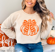 Load image into Gallery viewer, Orange Plaid Bow Pumpkin #BS7230
