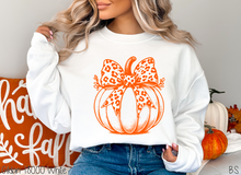 Load image into Gallery viewer, Orange Pumpkin With Leopard Bow #BS7203
