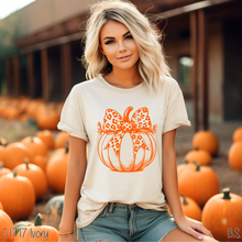 Load image into Gallery viewer, Orange Pumpkin With Leopard Bow #BS7203
