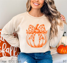 Load image into Gallery viewer, Orange Pumpkin With Leopard Bow #BS7203
