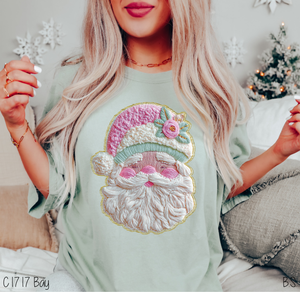 Pastel Faux Embroidery Santa #BS8581A *10/12 PRINTS ON ORDER AND EXTRAS POSTED FOR PURCHASE BEFORE ARRIVAL