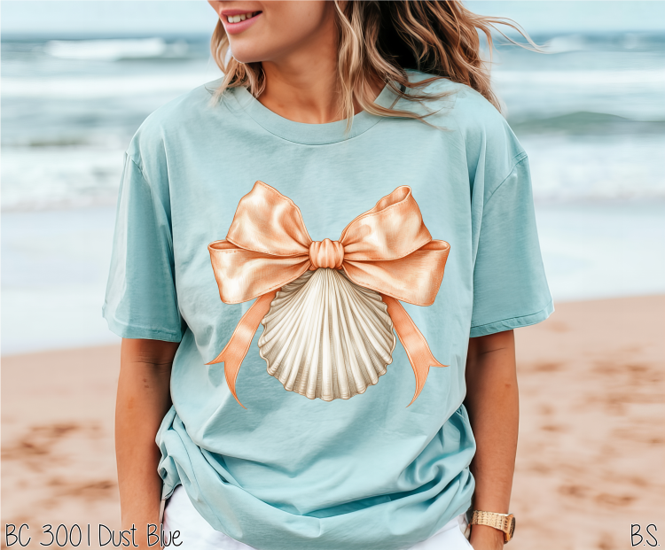 Peach Coquette Bow Seashell #BS8122