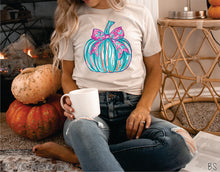 Load image into Gallery viewer, Pink And Teal Preppy Pumpkin #BS7220
