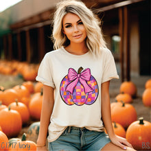 Load image into Gallery viewer, Pink Bow Bright Disco Pumpkin #BS7301
