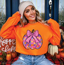 Load image into Gallery viewer, Pink Bow Bright Disco Pumpkin #BS7301
