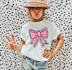 Pink Dalmatian Dot Coquette Bow #BS6843