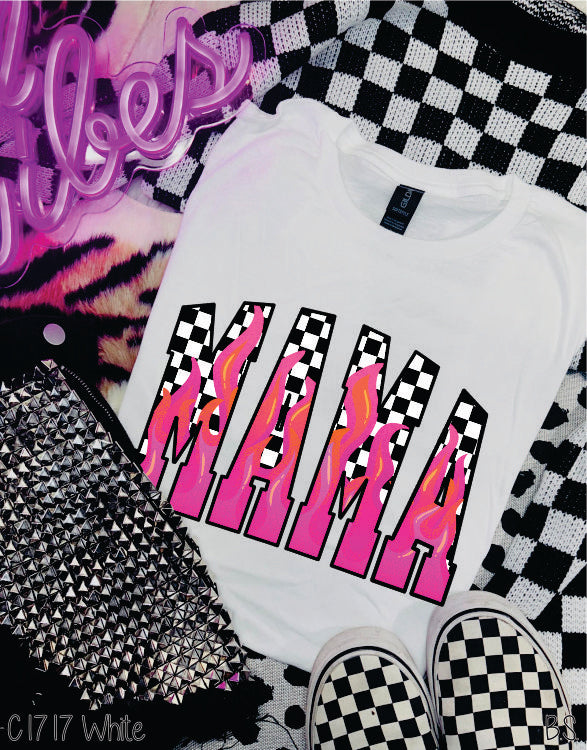 Pinkish Flames Checkered Mama #BS8193