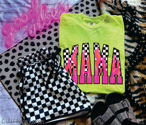 Pinkish Flames Checkered Mama #BS8193
