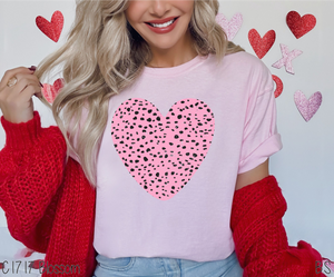 Pink Grunge Distressed Dalmatian Heart #BS6397