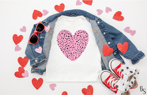 Pink Grunge Distressed Dalmatian Heart #BS6397