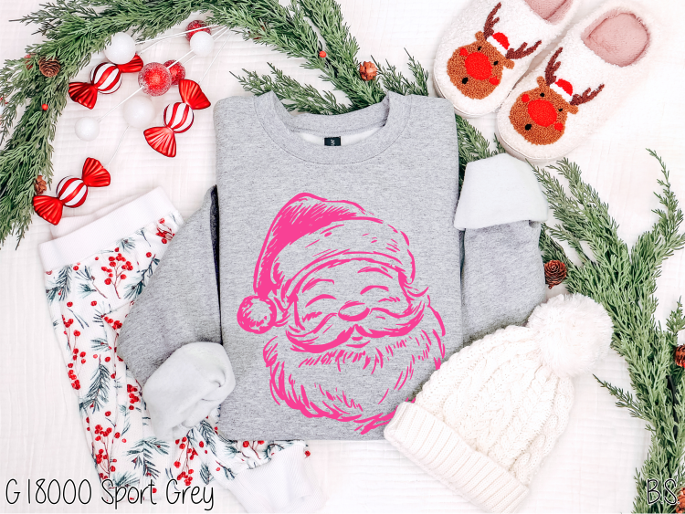 One Color Pink Hand Drawn Santa #BS8703