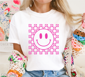 Pink Smile Checkered Flowers #BS6719