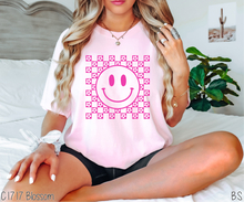 Load image into Gallery viewer, Pink Smile Checkered Flowers #BS6719
