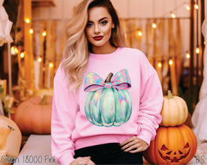 Preppy Green Pumpkin Pink Bow #BS8460 *PREORDER CLOSING SUNDAY 8/31 @ MIDNIGHT CST