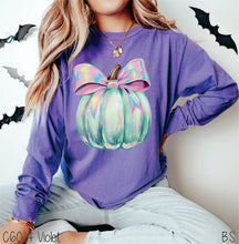Load image into Gallery viewer, Preppy Green Pumpkin Pink Bow #BS8460 *PREORDER CLOSING SUNDAY 8/31 @ MIDNIGHT CST
