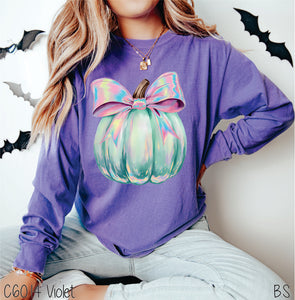 Preppy Green Pumpkin Pink Bow #BS8460 *PREORDER CLOSING SUNDAY 8/31 @ MIDNIGHT CST