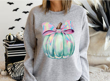 Load image into Gallery viewer, Preppy Green Pumpkin Pink Bow #BS8460 *PREORDER CLOSING SUNDAY 8/31 @ MIDNIGHT CST
