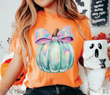 Load image into Gallery viewer, Preppy Green Pumpkin Pink Bow #BS8460 *PREORDER CLOSING SUNDAY 8/31 @ MIDNIGHT CST
