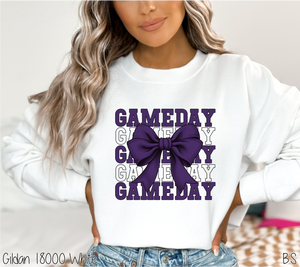 Purple Stacked Gameday Coquette Bow #BS7118