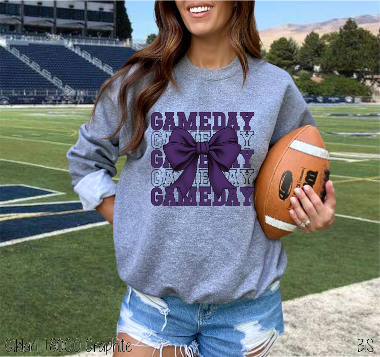 Purple Stacked Gameday Coquette Bow #BS7118