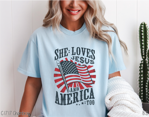 Retro Flag She Loves Jesus #BS6942