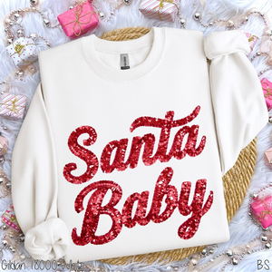 Santa Baby Faux Sequin #BS8587A *10/12 PRINTS ON ORDER AND EXTRAS POSTED FOR PURCHASE BEFORE ARRIVAL
