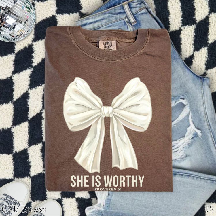 She Is Worthy White Bow #BS7710