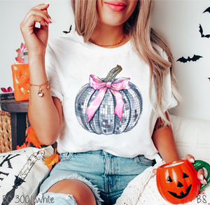 Silver Disco Pink Bow Pumpkin #BS7272