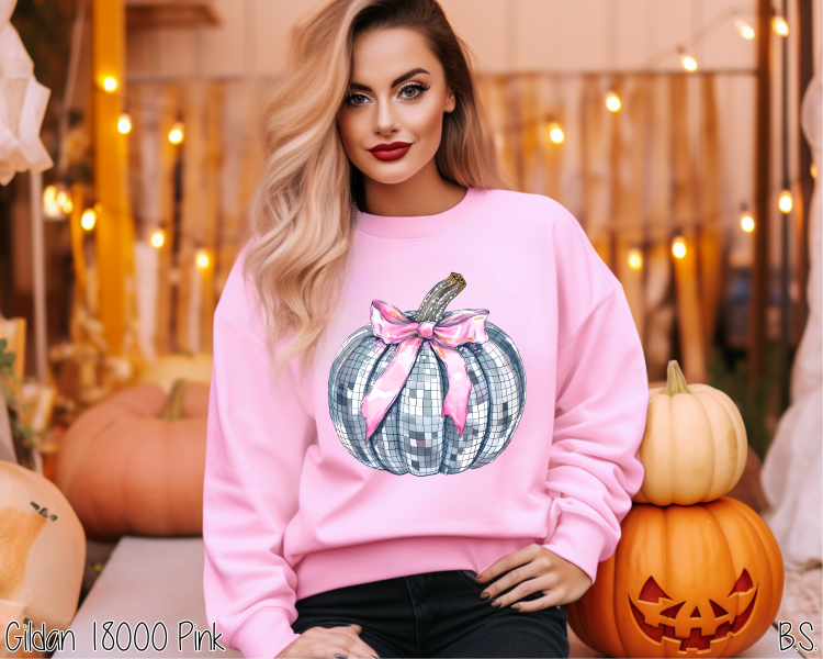 Silver Disco Pink Bow Pumpkin #BS7272