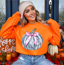 Load image into Gallery viewer, Silver Disco Pink Bow Pumpkin #BS7272
