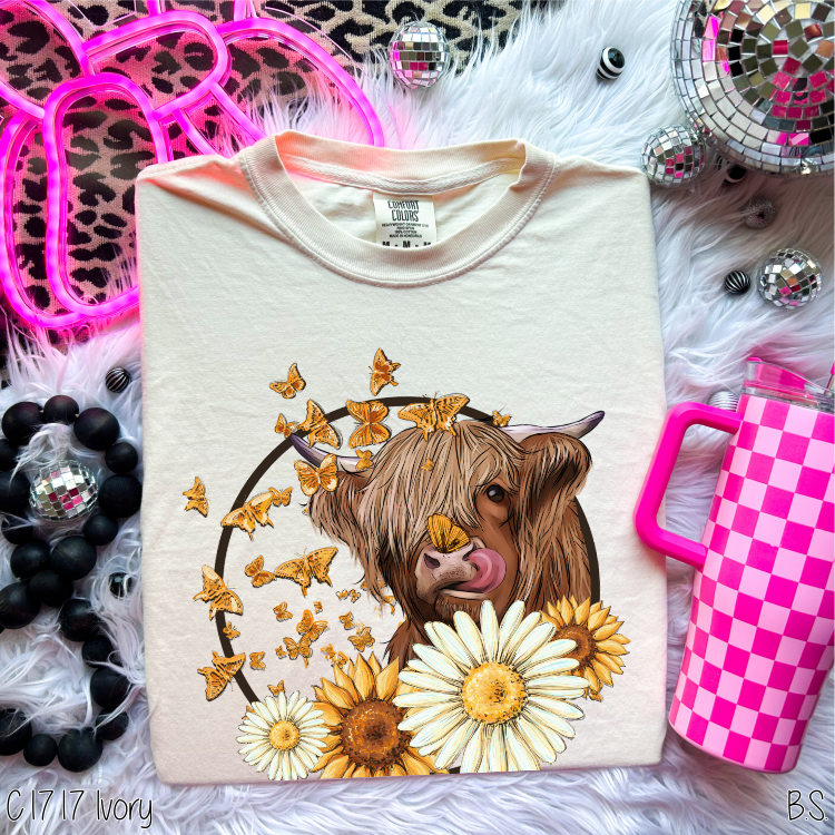 Sunflower Daisy Highland Cow #BS3835