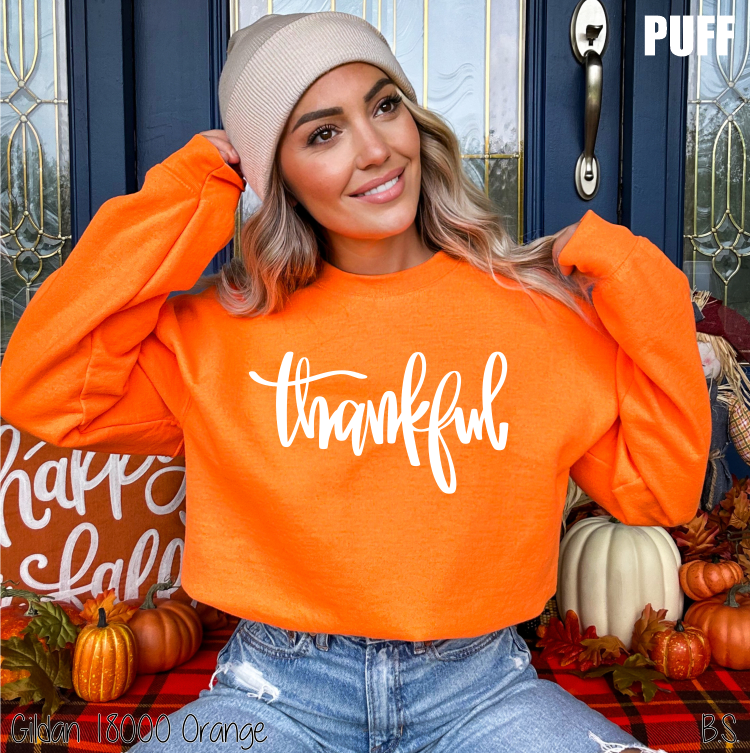 Thankful Script Puff #BS8589A *10/12 PRINTS ON ORDER AND EXTRAS POSTED FOR PURCHASE BEFORE ARRIVAL