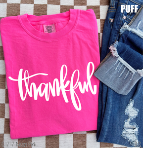 Thankful Script Puff #BS8589A *10/12 PRINTS ON ORDER AND EXTRAS POSTED FOR PURCHASE BEFORE ARRIVAL