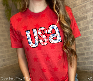 USA Watercolor Stars Gingham Outlined #BS3221