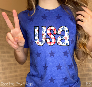 USA Watercolor Stars Gingham Outlined #BS3221