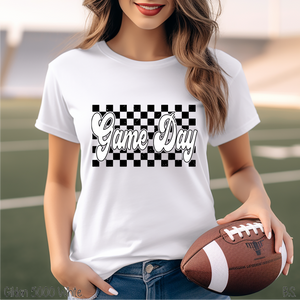 White Puff Black Flat Checkered Game Day #BS7023