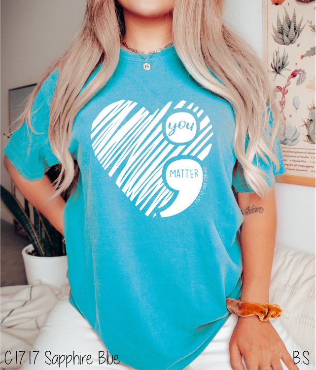 White You Matter Heart Semicolon #BS5622