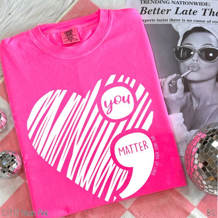 White You Matter Heart Semicolon #BS5622