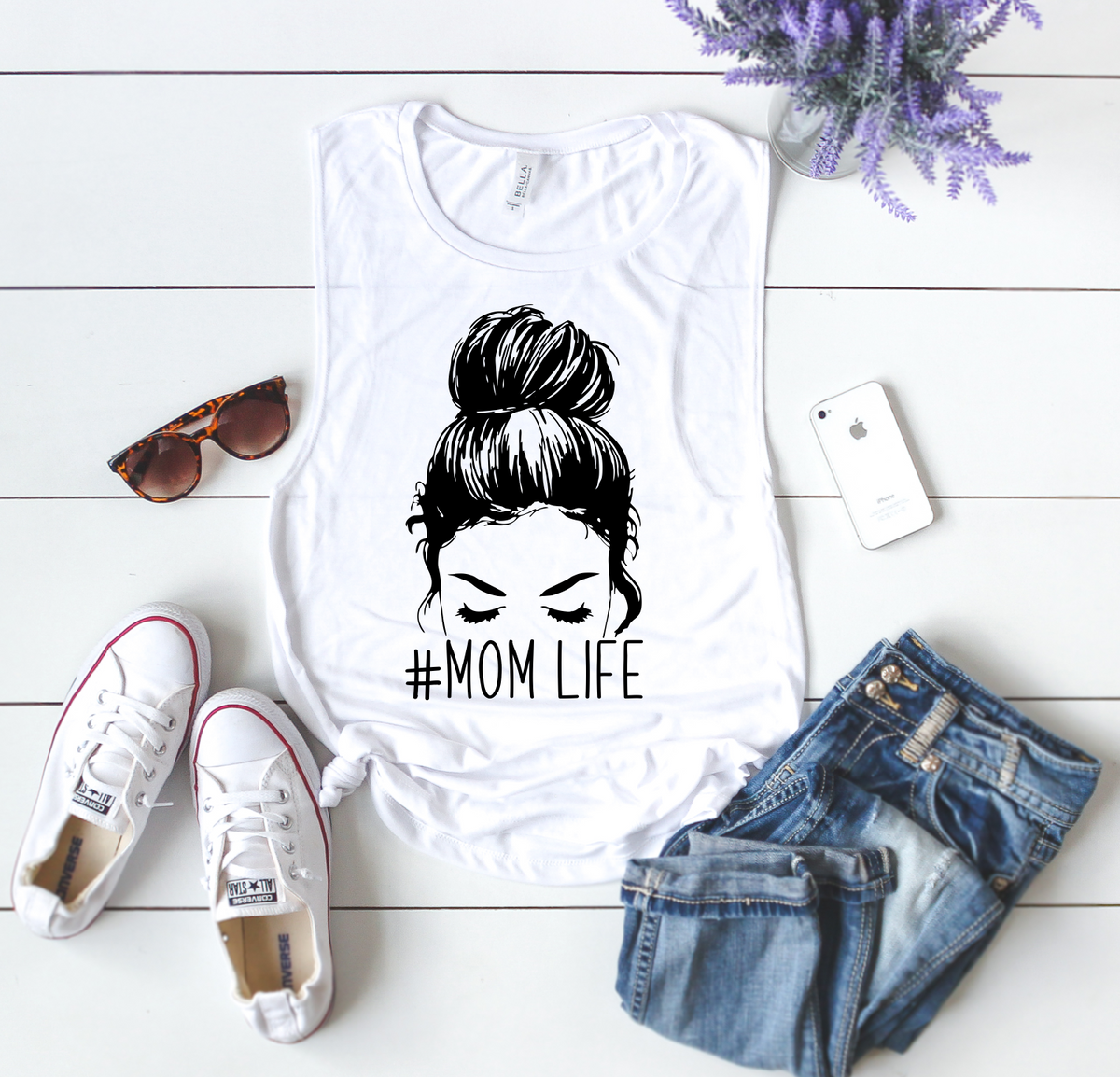 Mom Life Messy Bun Hashtag #BS690 – Bama Signs & Screens