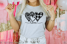 Load image into Gallery viewer, Black Plaid Leopard Love Heart Trio #BS5012
