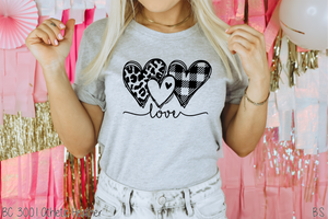 Black Plaid Leopard Love Heart Trio #BS5012