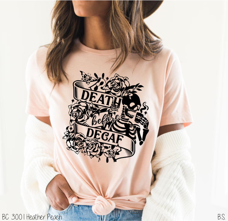 Death Before Decaf Floral Skull #BS3728