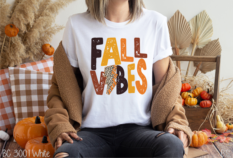 Fall Vibes Distressed Leopard Lightning Bolt Fall Colors #BS3399