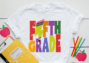 Fifth Grade Colorful Distressed Pencil Lightning Bolt #BS3413