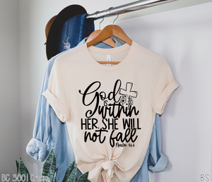 God Is Within Her Cross Flowers #BS2288